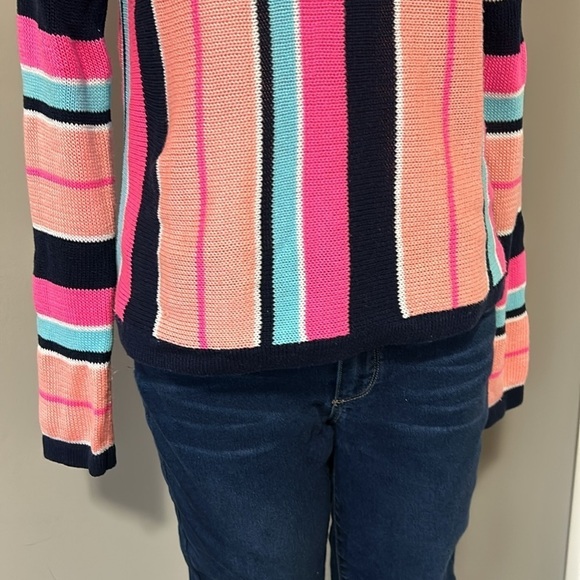 Lilly Pulitzer Daryn Sweater True Navy Island Jungle Multi Stripe Jumper Sz M - Picture 6 of 16